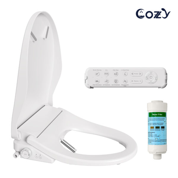 COZY Smart Bidet, Rear & Feminine Wash, Adjustable Water, Seat & Dryer Temp, Antibacterial Seat, Auto Open & Close, Remote Control