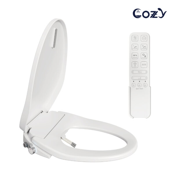 COZY Smart Bidet, Remote Control, Built-In Occupancy Sensor, Heated Seat, Bubble Wash, Warm Water&Drying, Massage, Strong Cleaning, Self-Cleaning Nozzle, LS-SBWH05