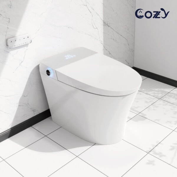 COZY Smart Toilet, Auto Flush, Foot Sensor For Auto Seat, Instant Heat, Dryer, Side Knob, Night Light, Remote Control, Tankless, Deodorizer, LS-STWH02